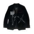 Gothic Style Dark Black Velvet Woolen Shoulder Pad Blazer Women