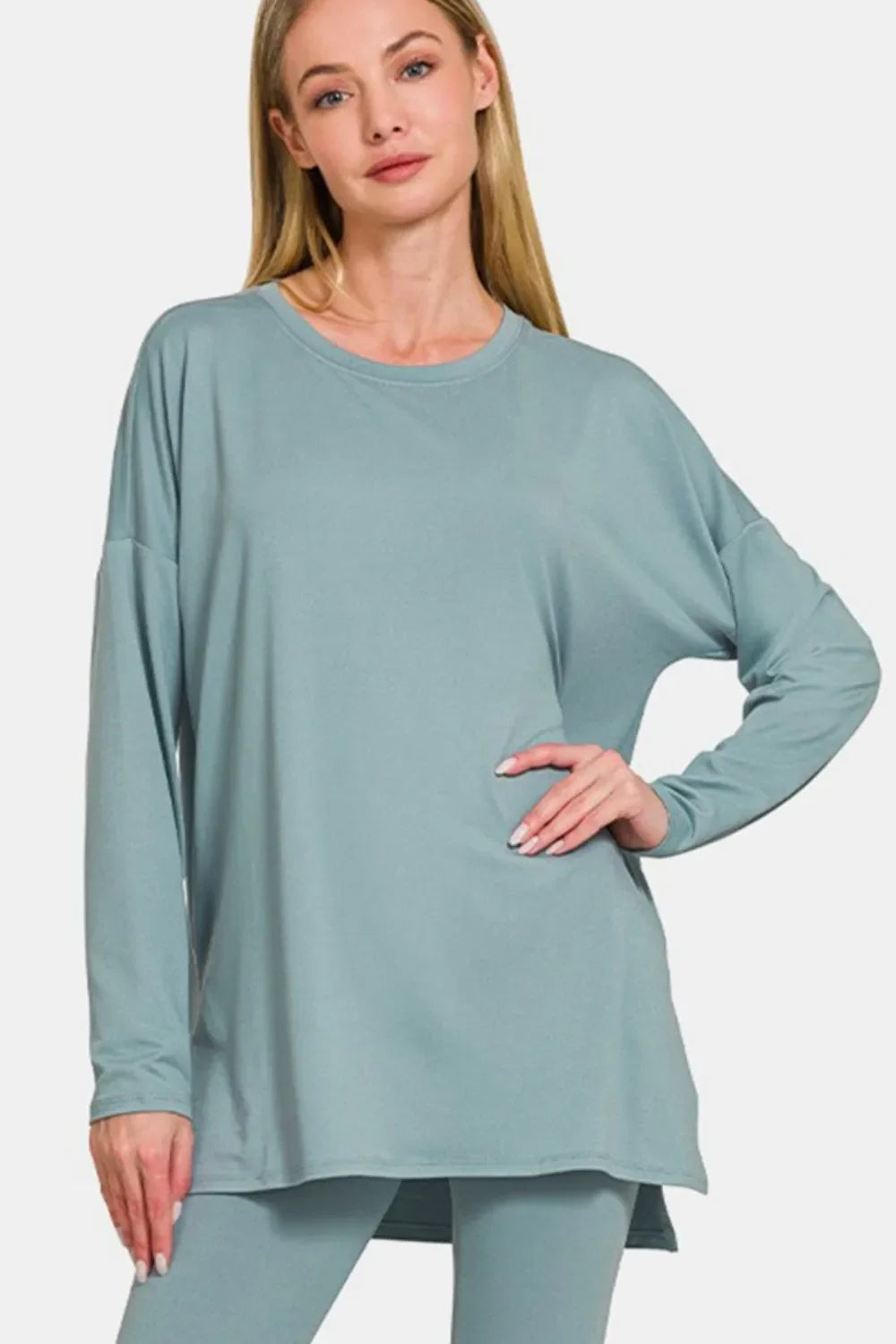 Zenana Full Size Brushed Microfiber Top And Leggings Lounge Set