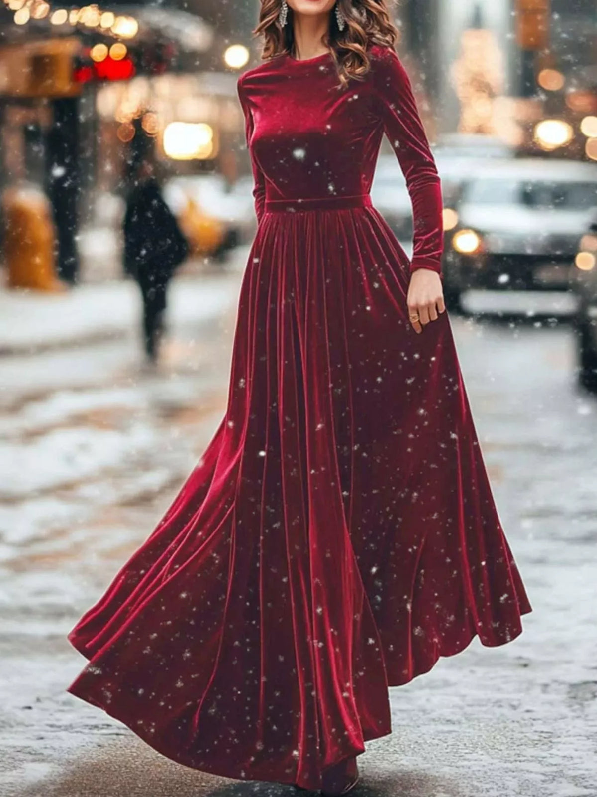 Velvet Long Sleeve Maxi Dress