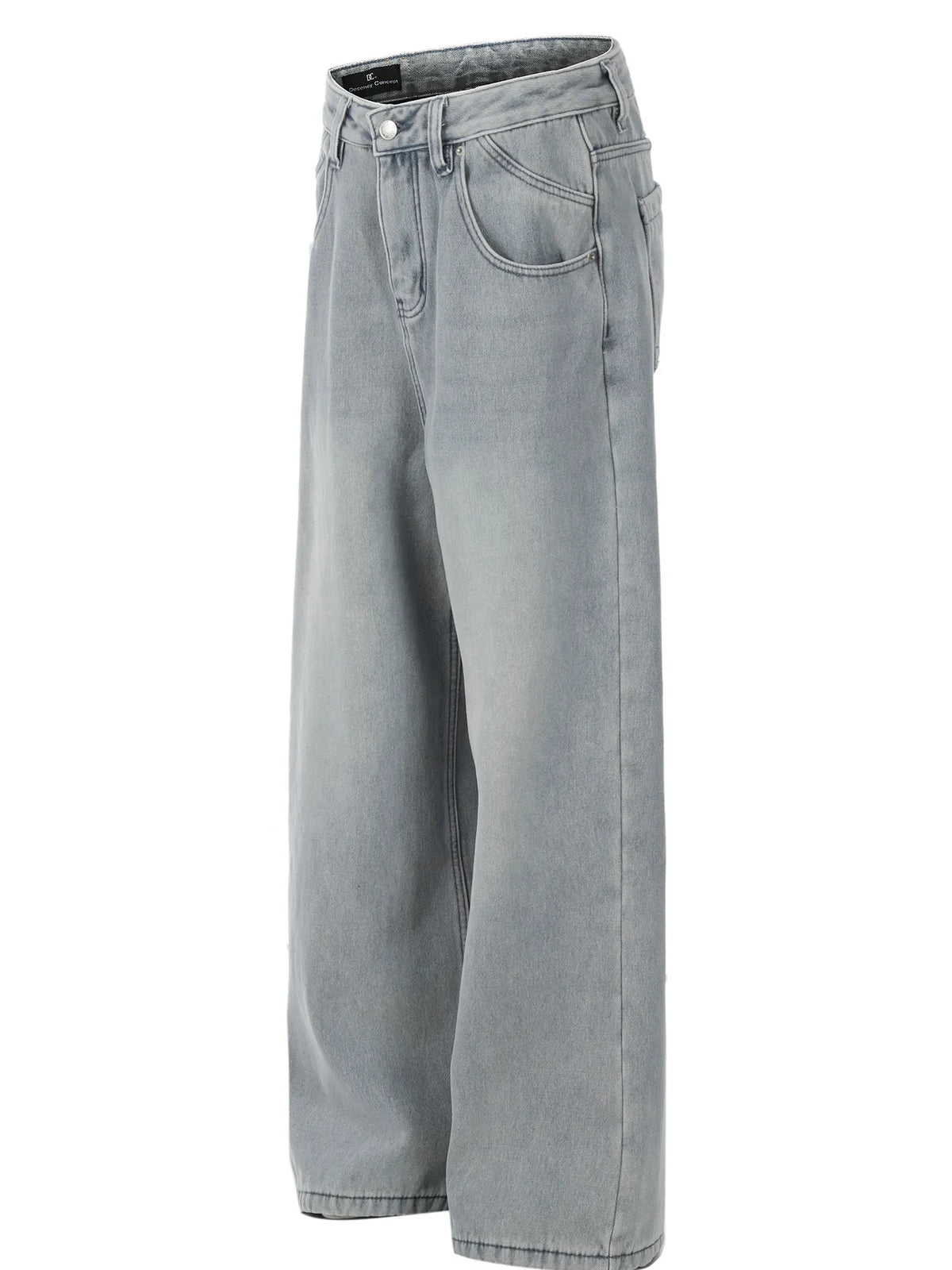Men's Washed Wide Leg Relaxed Fit Denim Jeans
