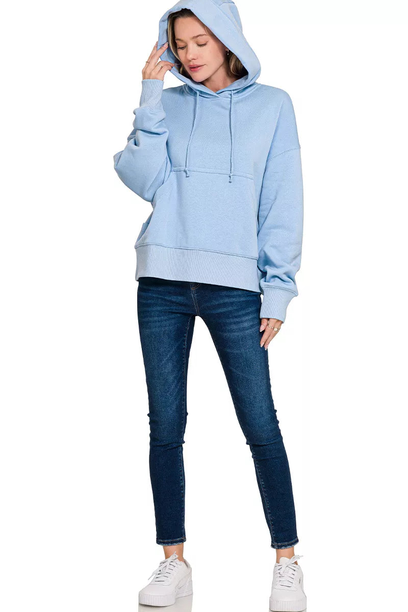 Zenana Oversized Fleece Kangaroo Pocket Hoodie