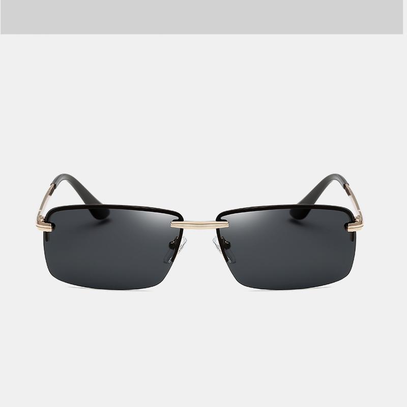 Classic Retro Rimless Sunglasses Men Polarized Gold Men's Shades