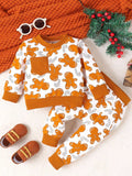 Children's Gingerbread Man Print Long Sleeve Outfit Set