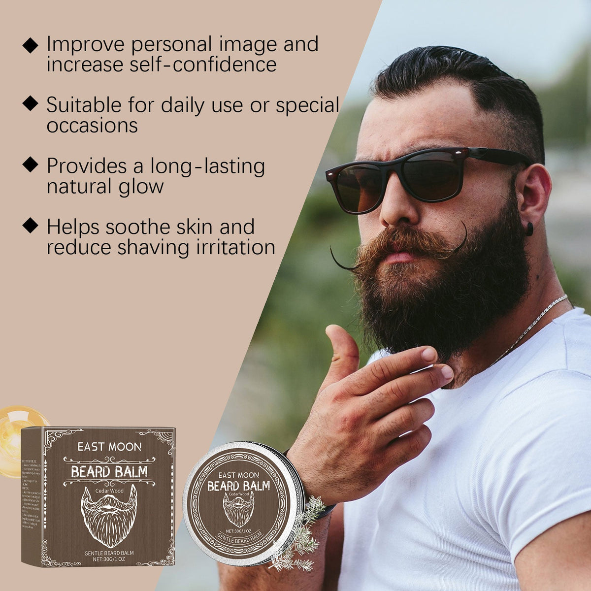 Cedar Wood Beard Care Wax Men's Beard Cedar Wood Care Cream Nourishes And Strengthens Beard