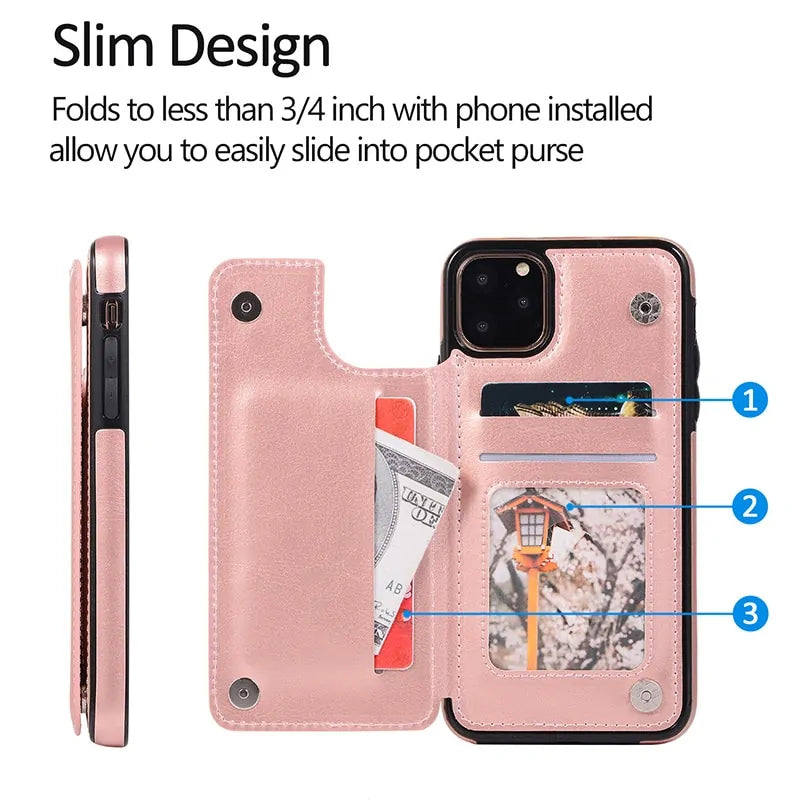 Leather Wallet Case iPhone Flip