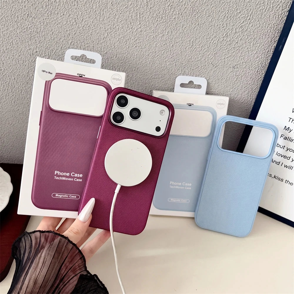 Original Tech Woven for Magsafe Case for Iphone 18 17 16 15 Plus 14 13 12 11 Pro Max TechWoven Magnetic Wireless Charging Cover
