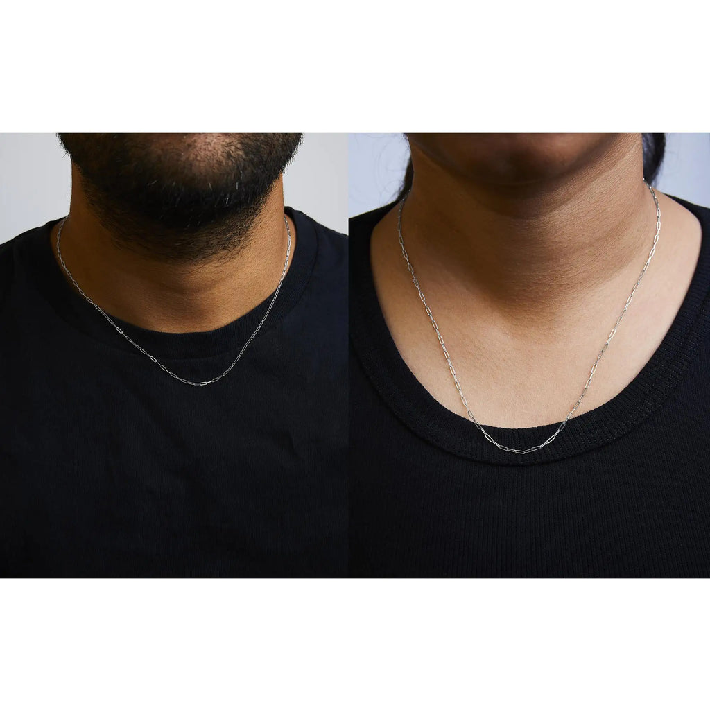 Unisex Solid 14K Gold 1.5mm Paperclip Chain Necklace - Length
