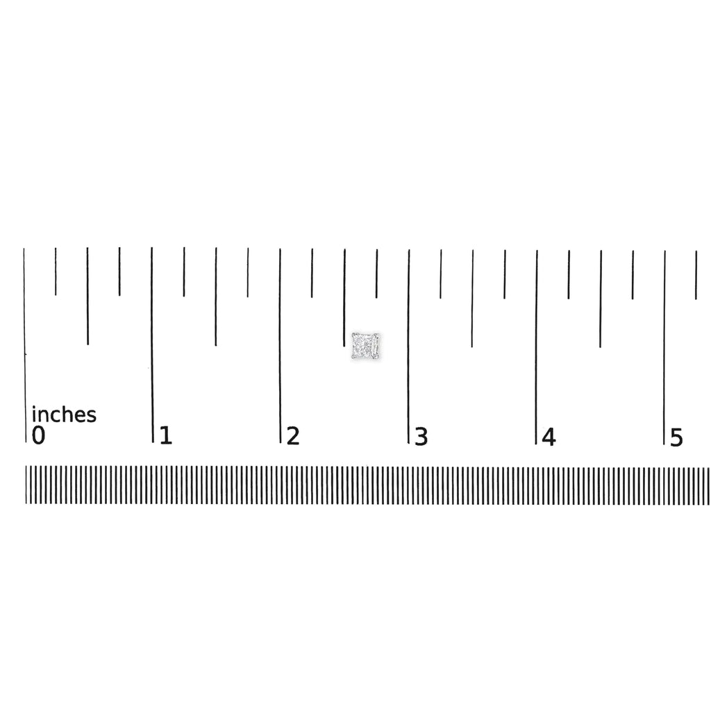 14K White Gold Princess Cut Lab-grown Diamond Solitaire Stud