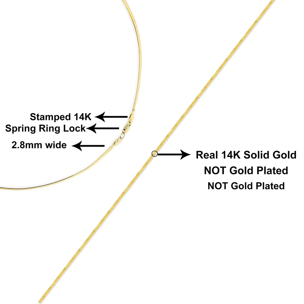 14K Gold 2.8mm Herringbone Chain