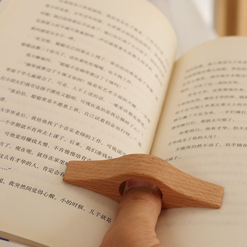 Solid wood book press reading and page pressing finger ring single handed wooden bookmark beech wood book pressing finger buckle