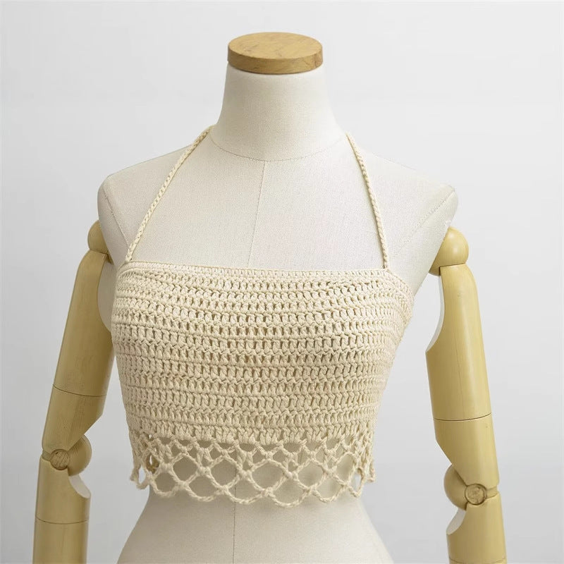 Fashionable and Sexy Hollow-out Short Crochet Strapless Top for Women