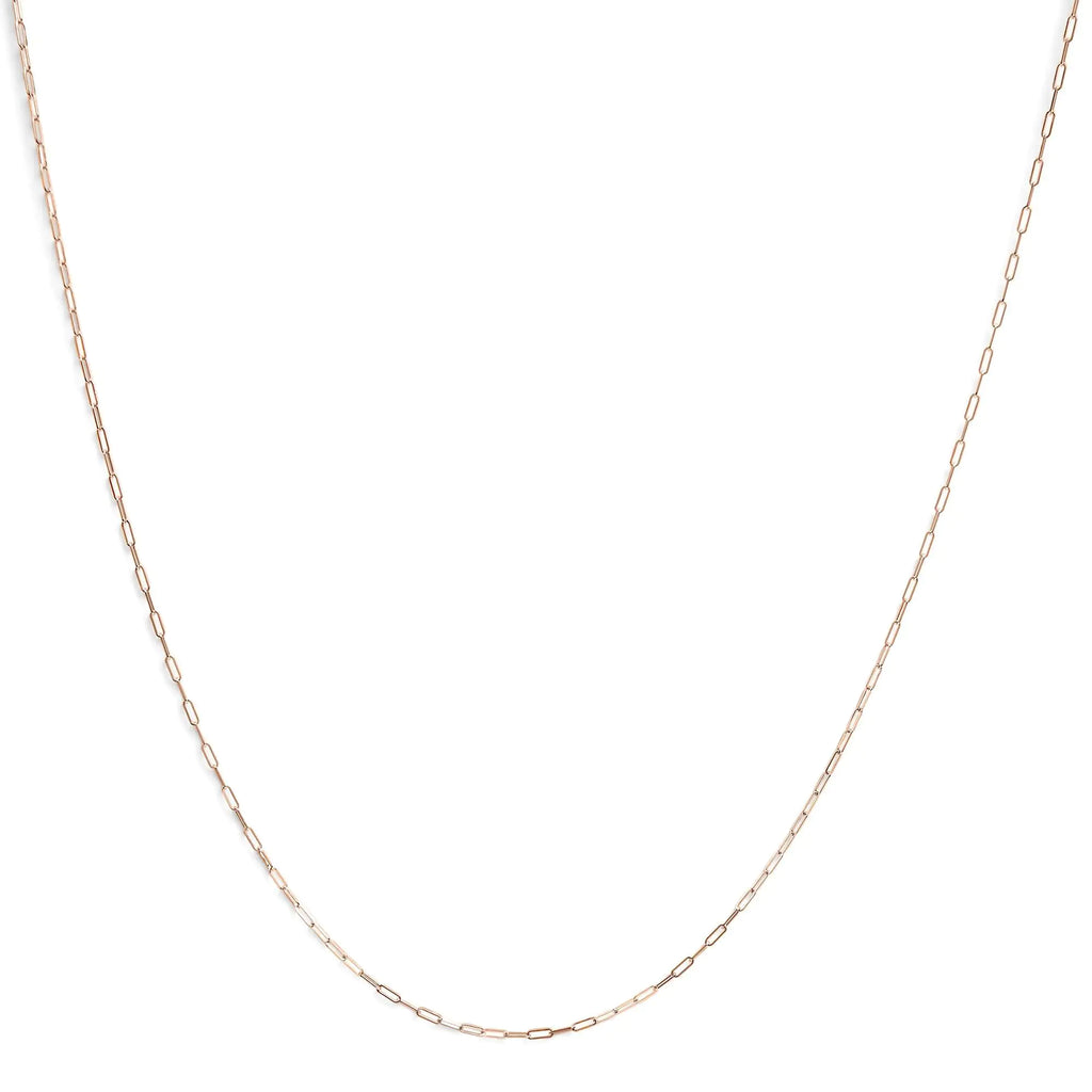Unisex Solid 14K Gold 1.5mm Paperclip Chain Necklace - Length