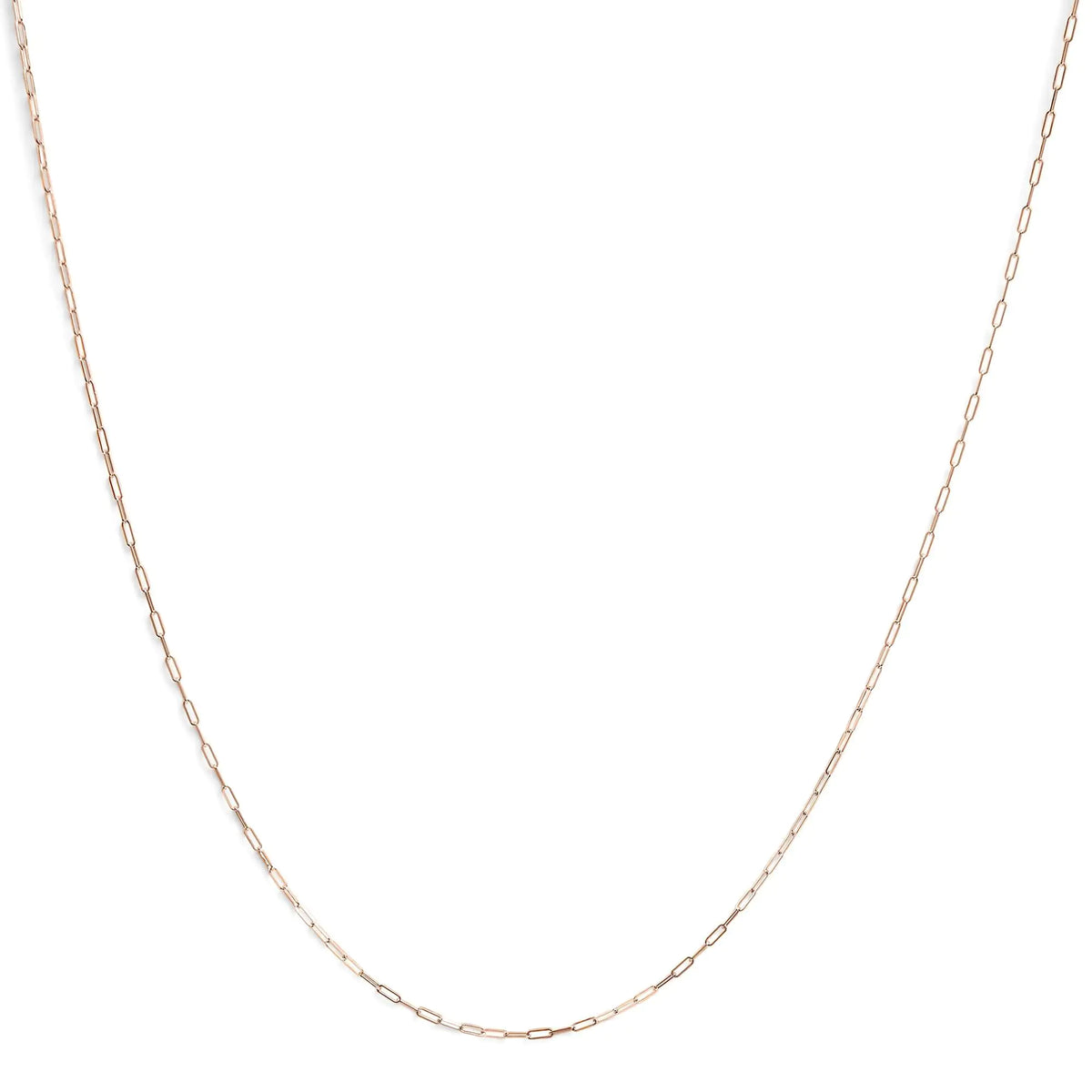 Unisex Solid 14K Gold 1.5mm Paperclip Chain Necklace - Length