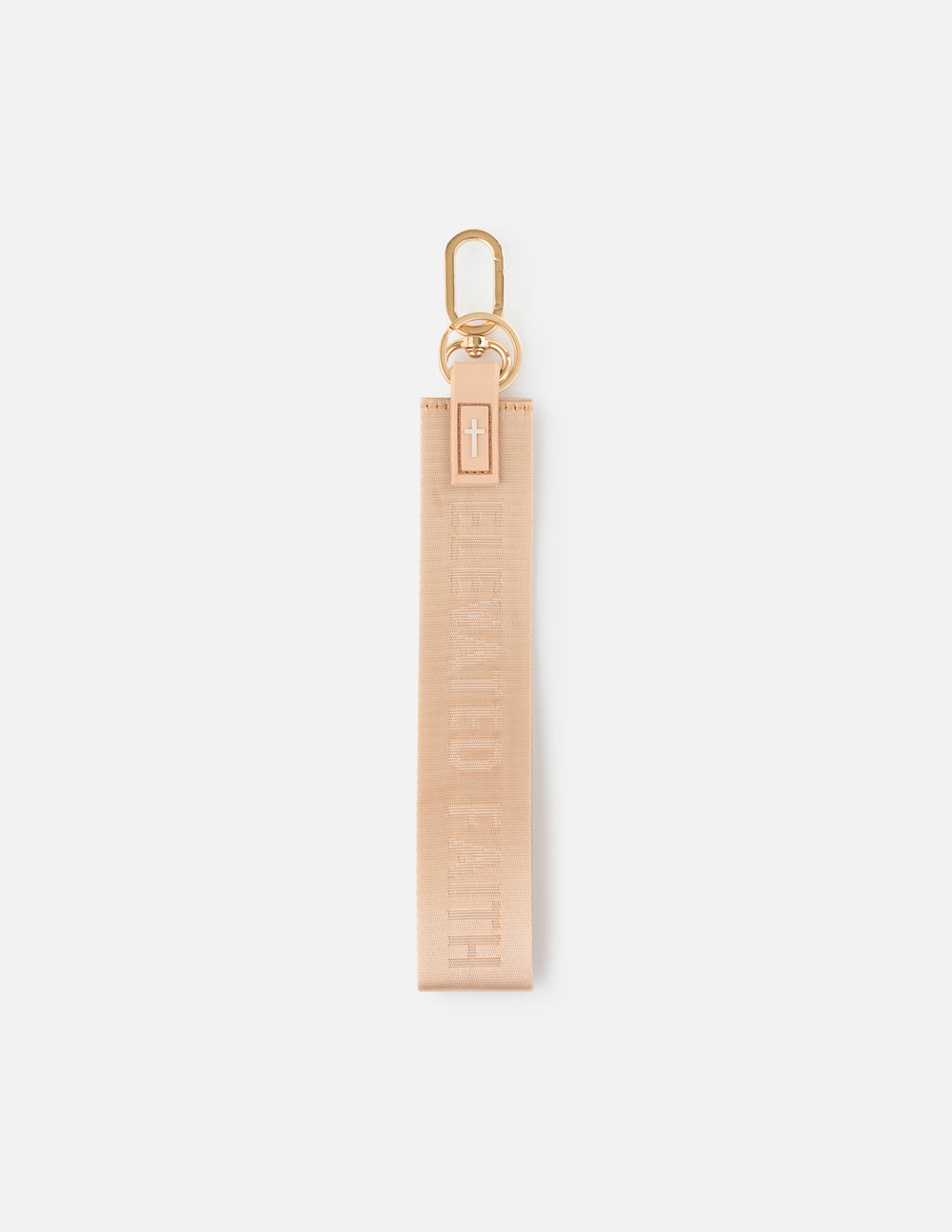 Beige Oversized Logo Keychain