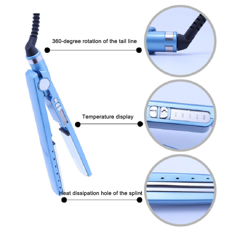 Dual purpose straight and curly hair clip straightener quick heating portable straight hair curling iron