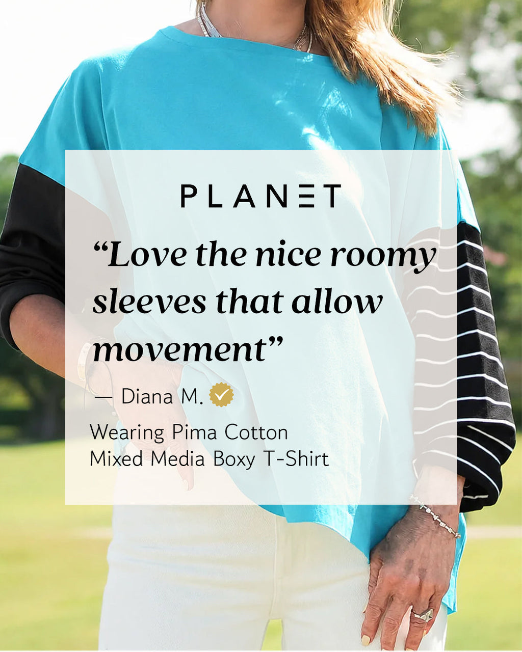 Pima Cotton Mixed Media Boxy T-Shirt - Capri