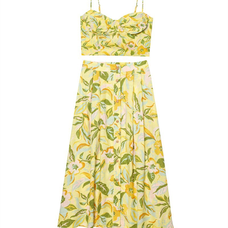 Style Strapless Top with Printed Skirt Set