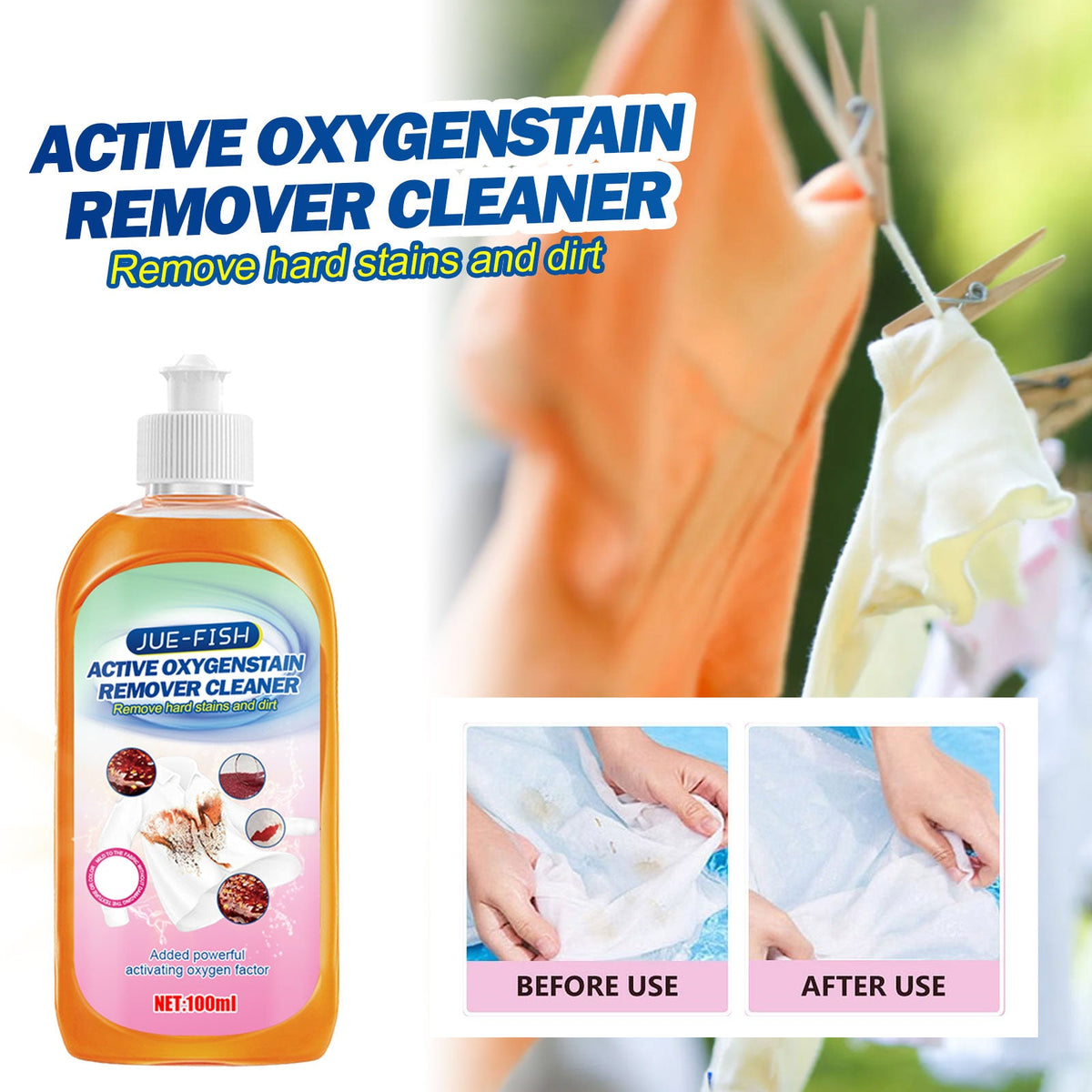 Clothes Stain Remover, Removes Stubborn Stains, Oil And Sweat Stains Laundry Cleaner