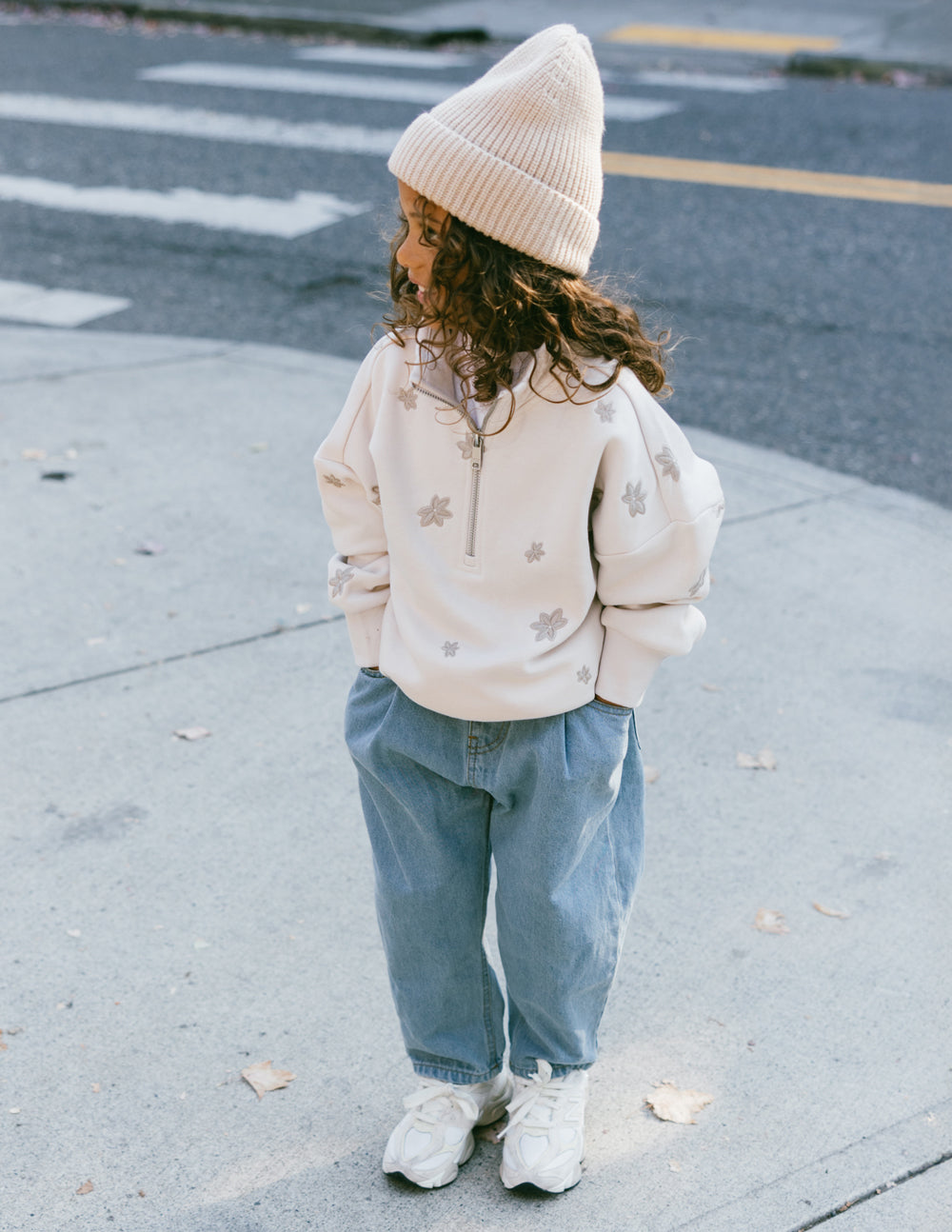 Floral Kids Half-Zip