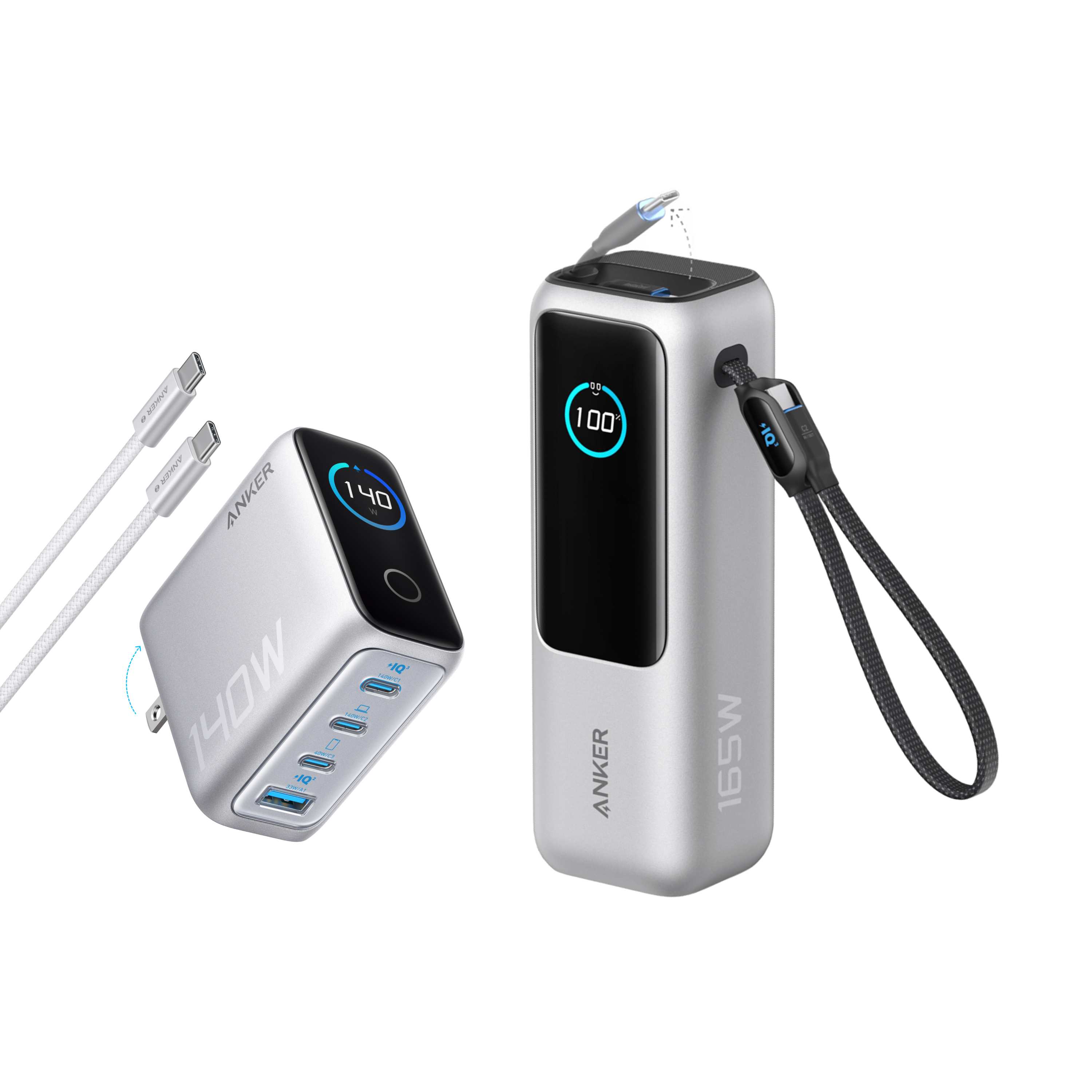 Anker Laptop Power Bank (25K, 165W, Built-In and Retractable Cables)