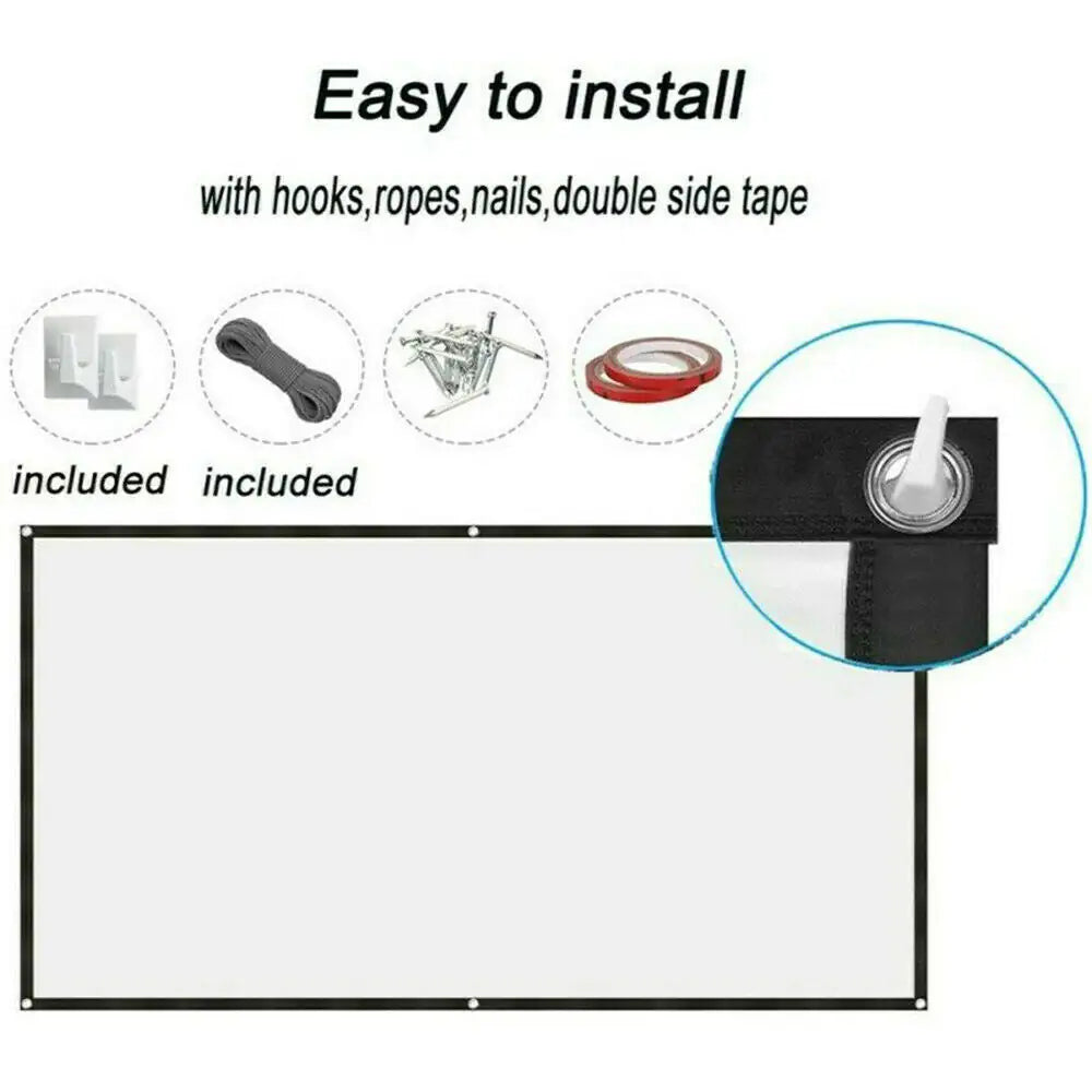 Portable Foldable Projector Screen 16:9 HD Outdoor Home Cinema