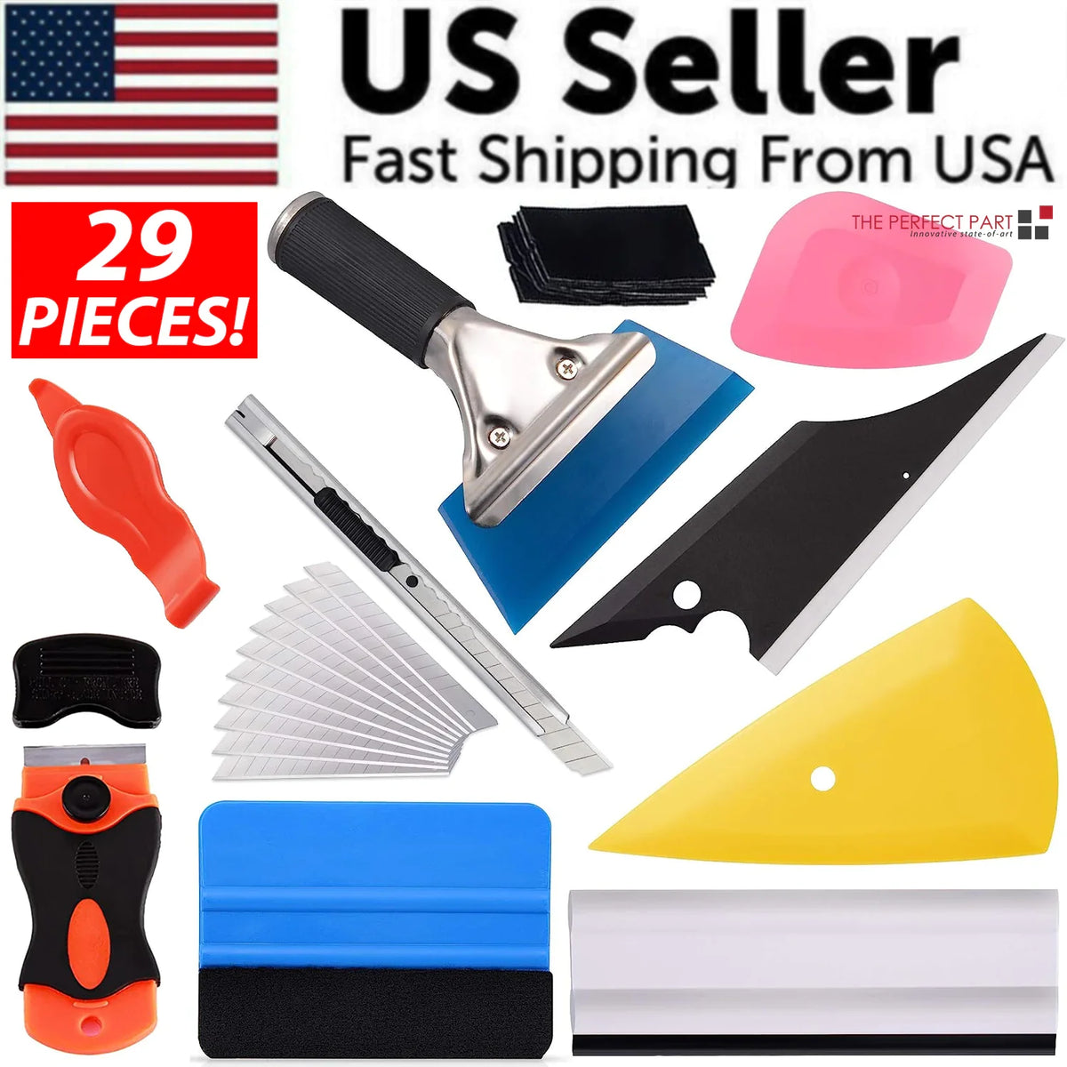29 Window Tint Tools Kit Car Auto Film Tinting Scraper Squeegee
