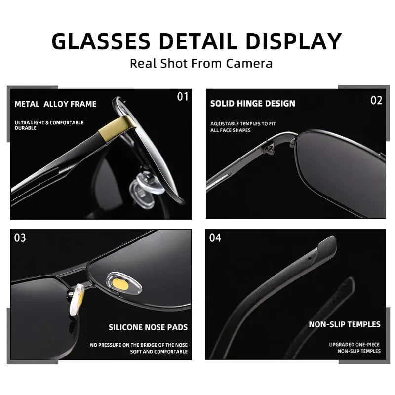 Mens Polarized Pilot Sunglasses Outdoor Driving UV400 Sun Glasses