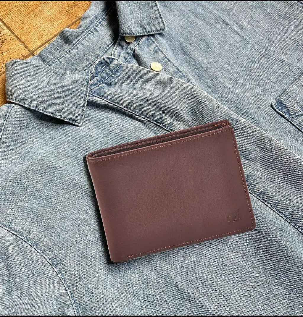Real Leather Mens Bifold Wallet RFID