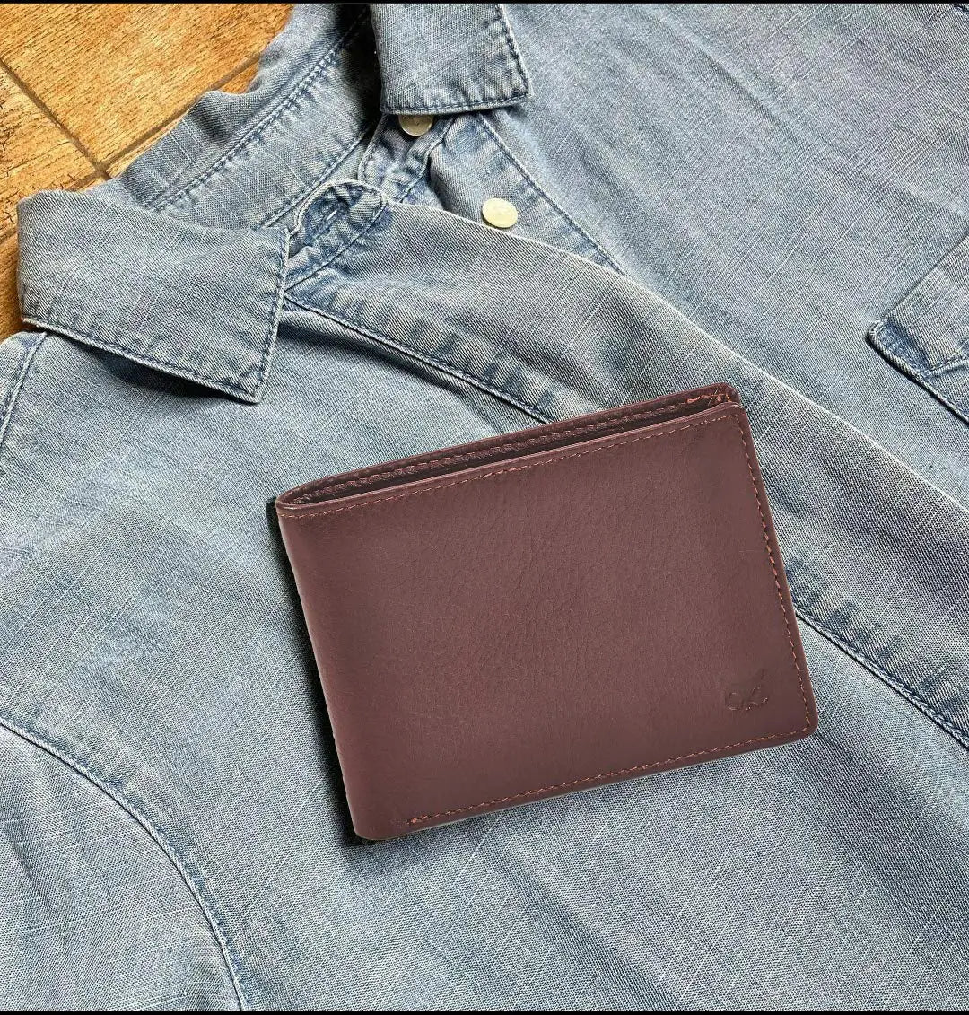 Real Leather Mens Bifold Wallet RFID