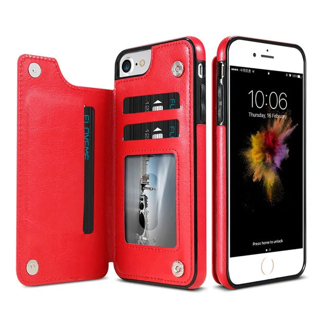 Leather Wallet Case iPhone Flip