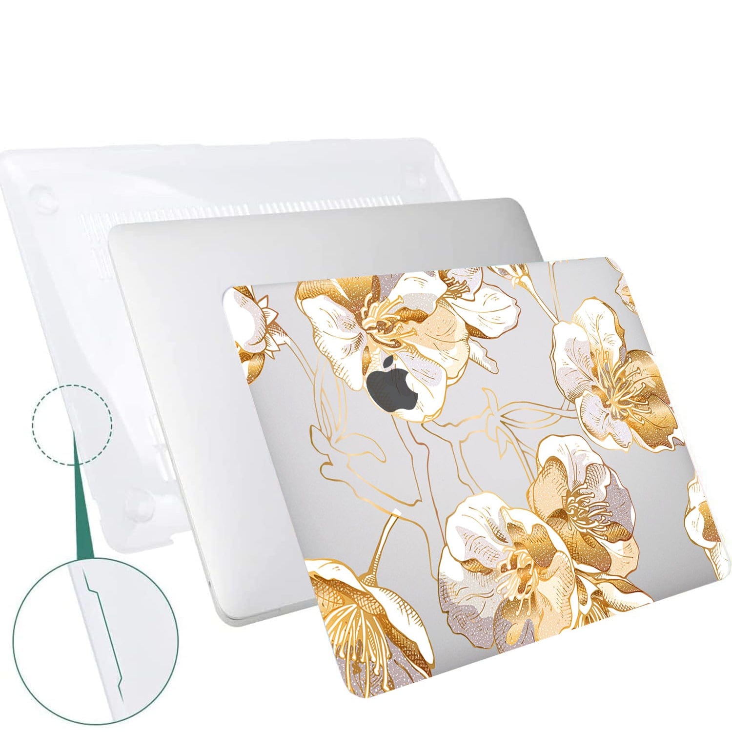 MacBook Pro Clear 14-inch (M1–M5, M5 Pro/M5 Max) Case - Gold Botanical Design
