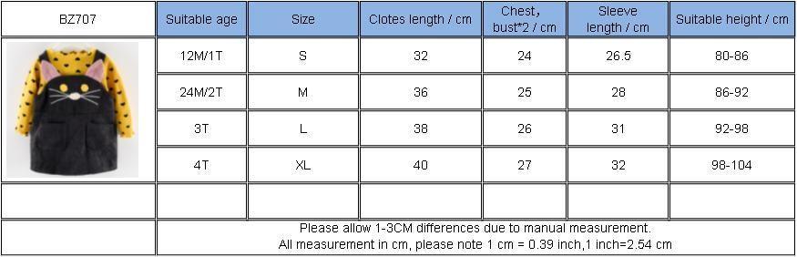 Modern Girls Clothes Sets Cotton Long Sleeves Dot T-shirt and Cat Strap Dress 2Pcs Baby Clothing Dress For Girls and Babies from 6-24months and Girls 3-4years