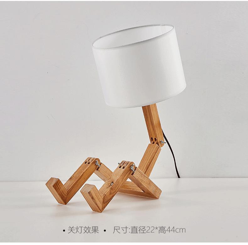 and Retro STEVVEX Wood Robot Shape Folding Table Lamp Creative