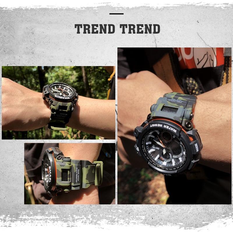 Army Green Sport Waterproof 50M Men Watches With LED Digital