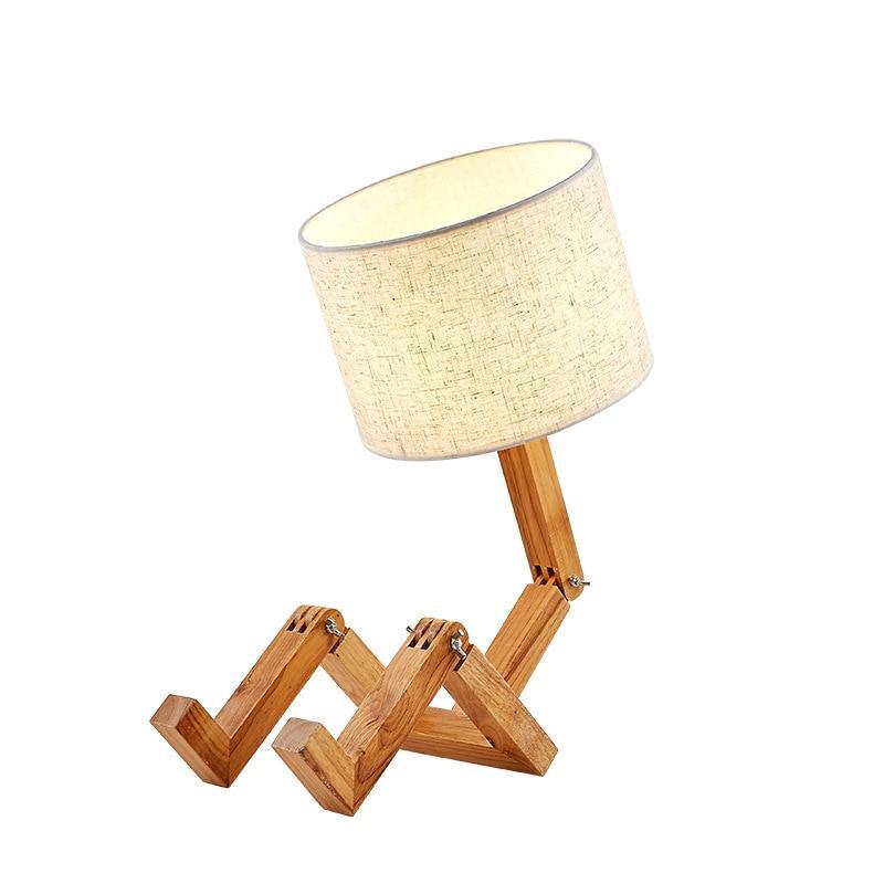 and Retro STEVVEX Wood Robot Shape Folding Table Lamp Creative