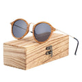Zebra Wood Sunglasses Handmade Round Polarized Eyewear