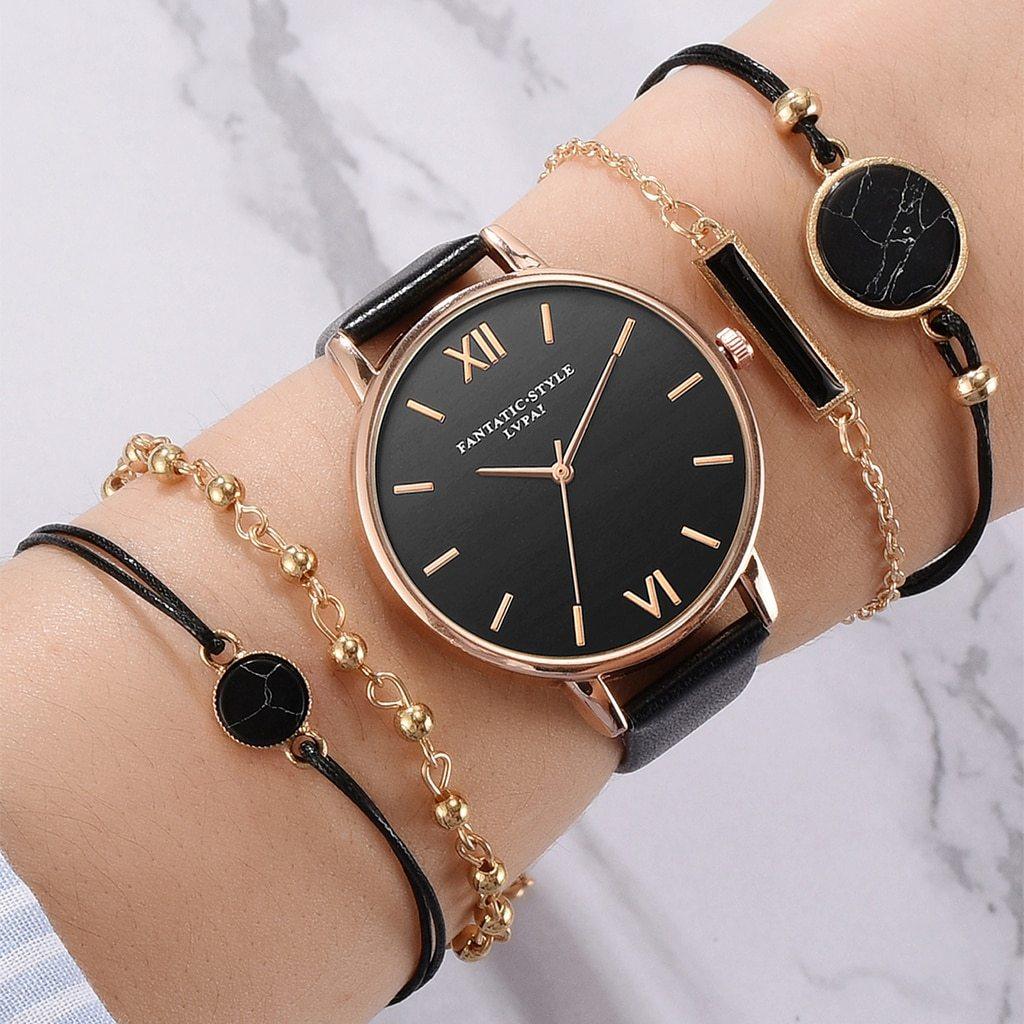 Style Fluxury High Fashion Women's Leather Band Analog Quartz