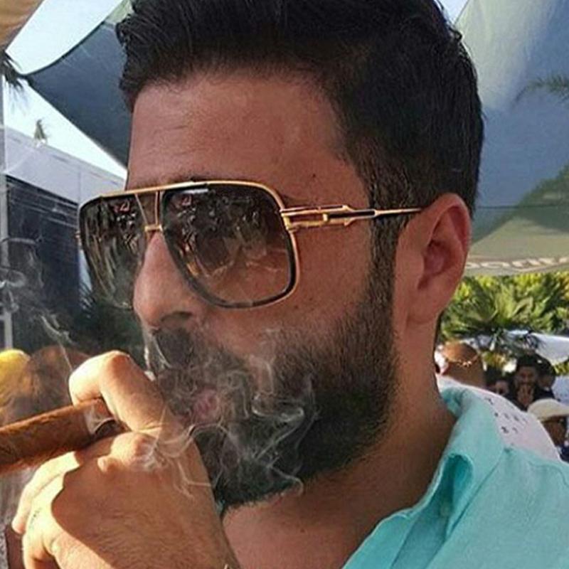 Classic Oversized Men Sunglasses Glasses Square With Metal Frame