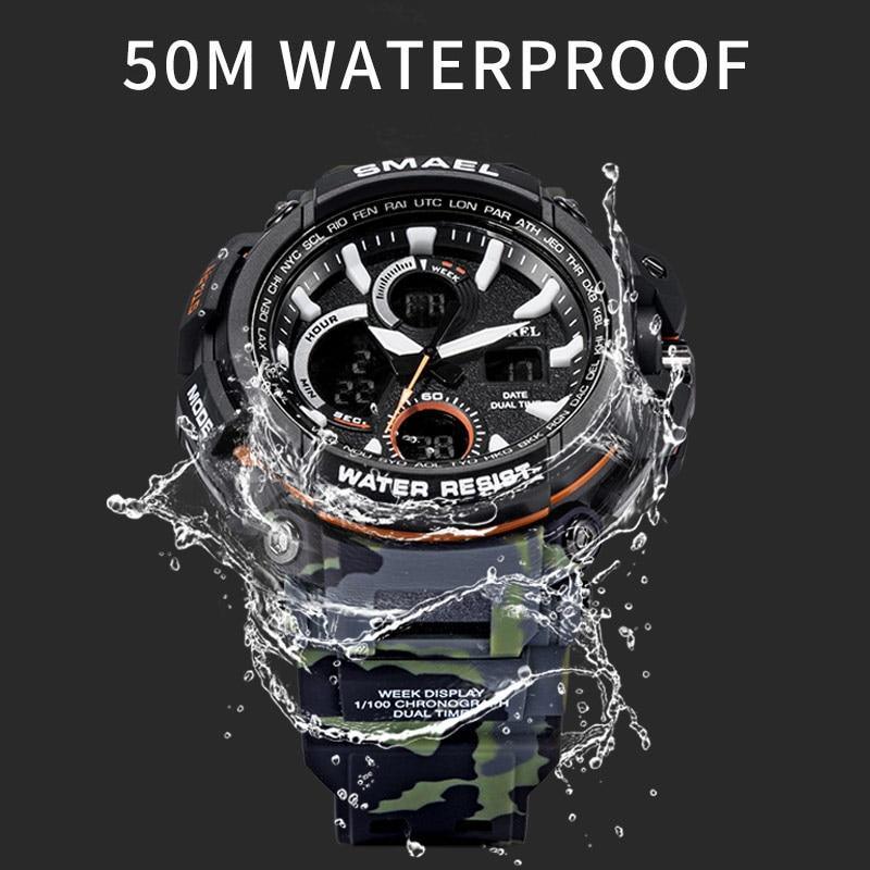 Army Green Sport Waterproof 50M Men Watches With LED Digital