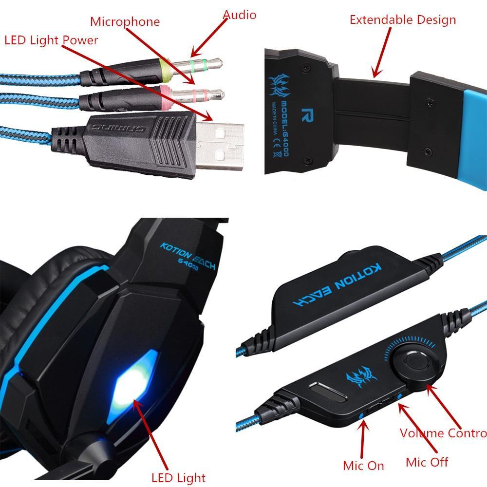 STEVVEX G2000 G9000 Gaming Headsets Big Headphones with Light Mic