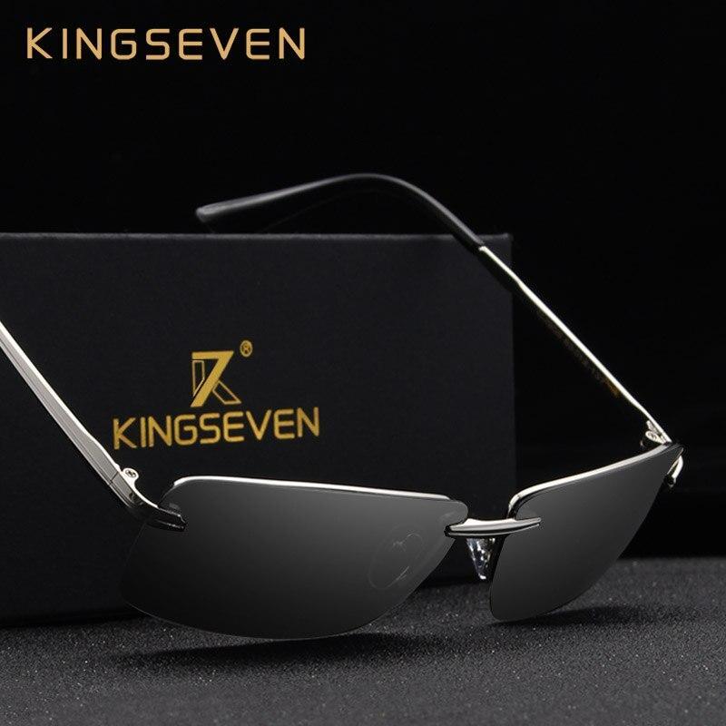 Classic Retro Rimless Sunglasses Men Polarized Gold Men's Shades