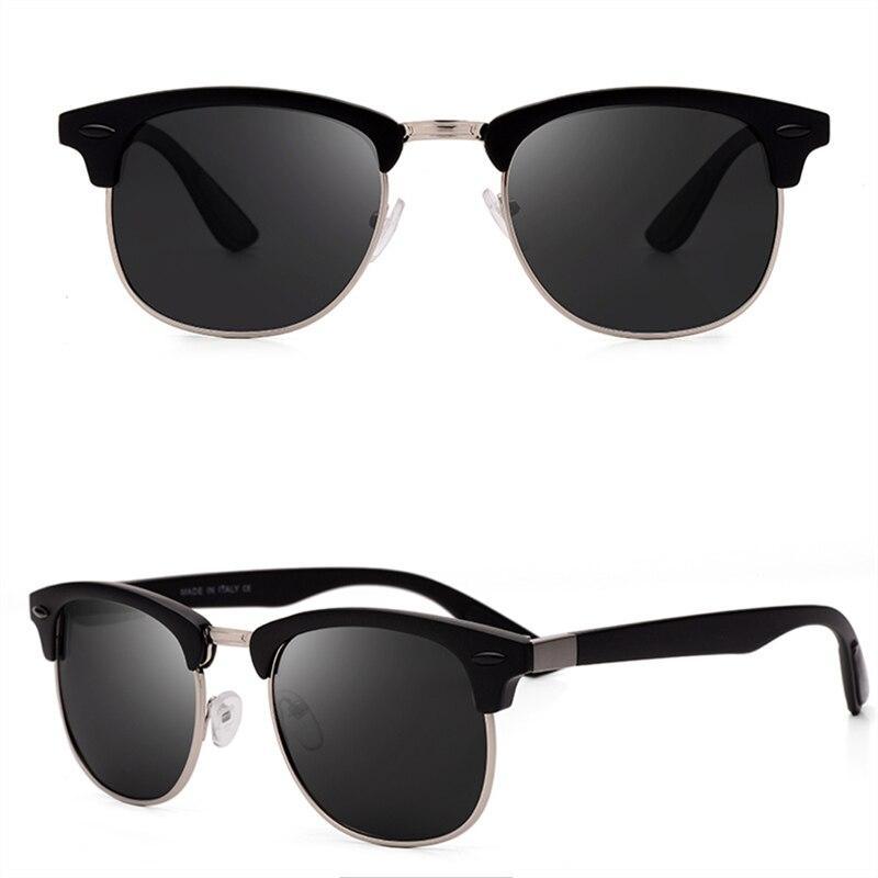 Retro Polarized Men's Sunglasses UV400 Square Half Metal Frame