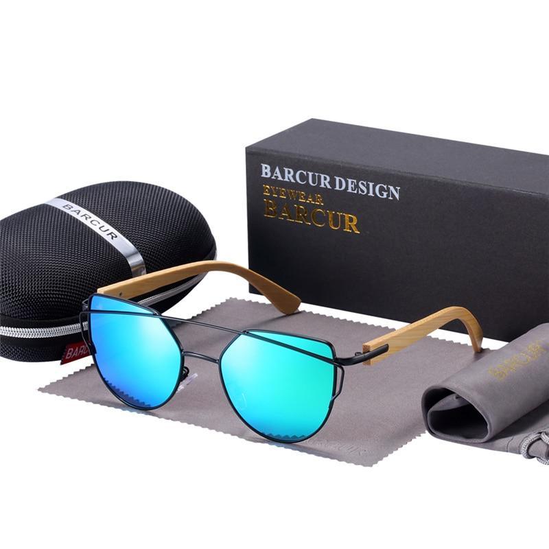 Bamboo Female Sunglasses Oversized Women Polarized With Natural