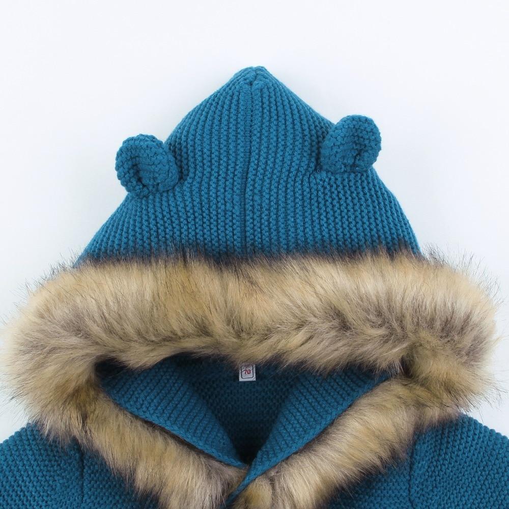 Modern Winter Warm Knit Cardigan Long Sleeve Hooded Sweaters for Newborn Infant Jacket And Coat Combination Clotes