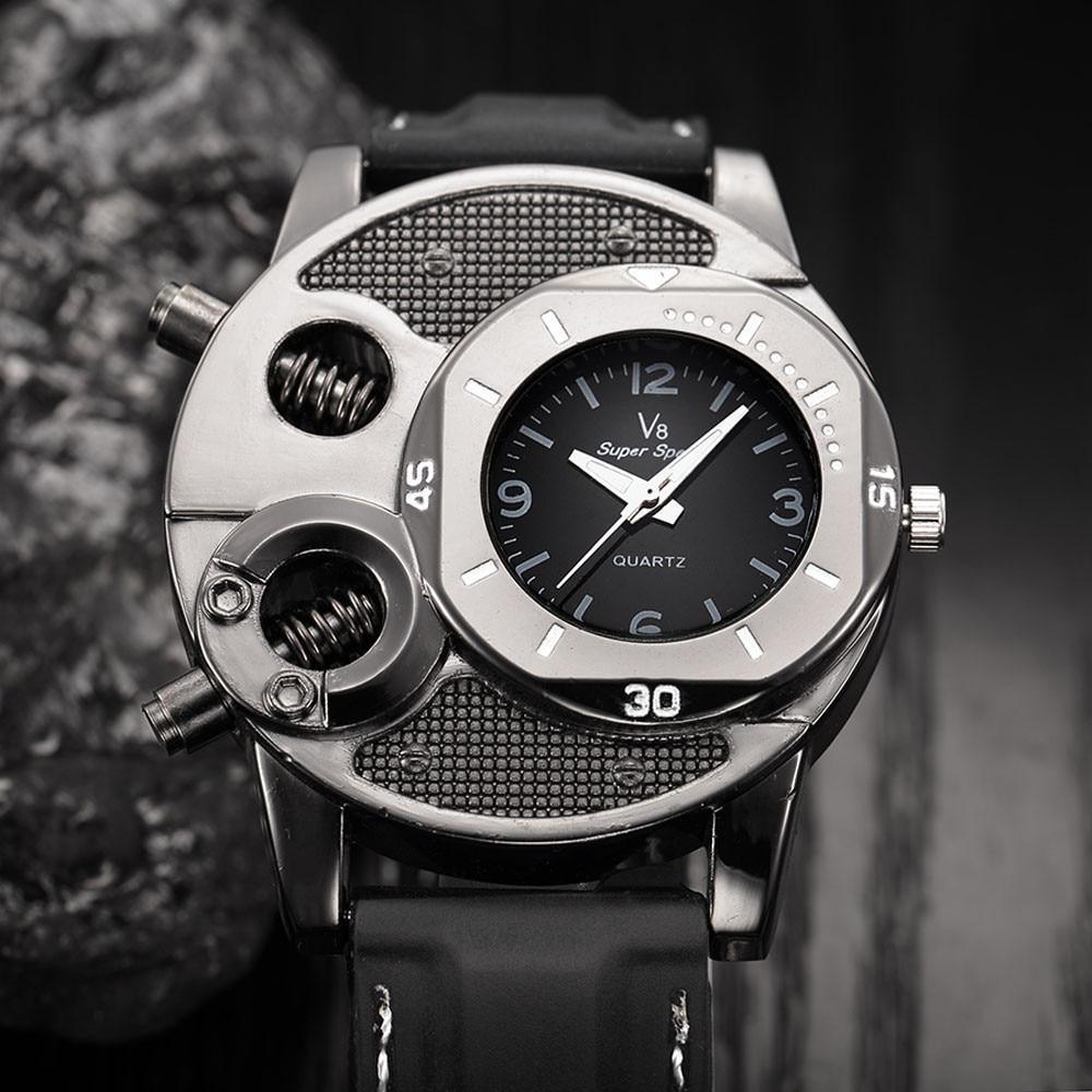 Men's Leather Watch Hardlex Glass