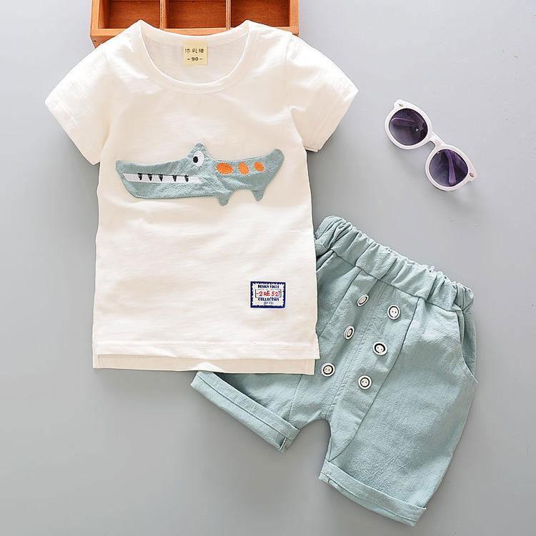 Fashion T shirt and Shorts Set Cartoon Cotton Summer Clothing for Newborn Baby Boy Infant Fashion Outerwear Clothes