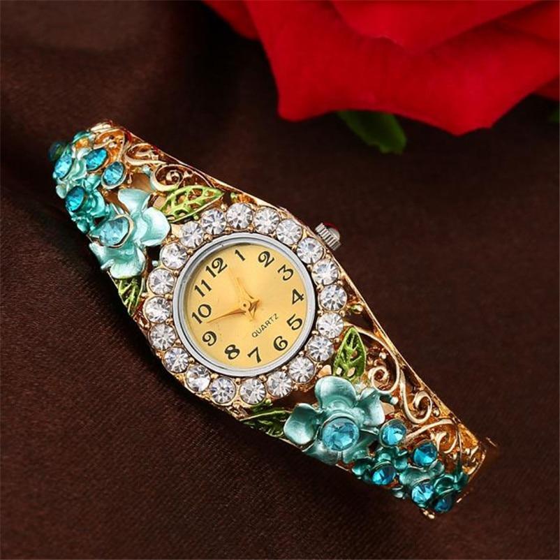 Watch Gold Women Colorful Abstract Enamel Paint Crystal
