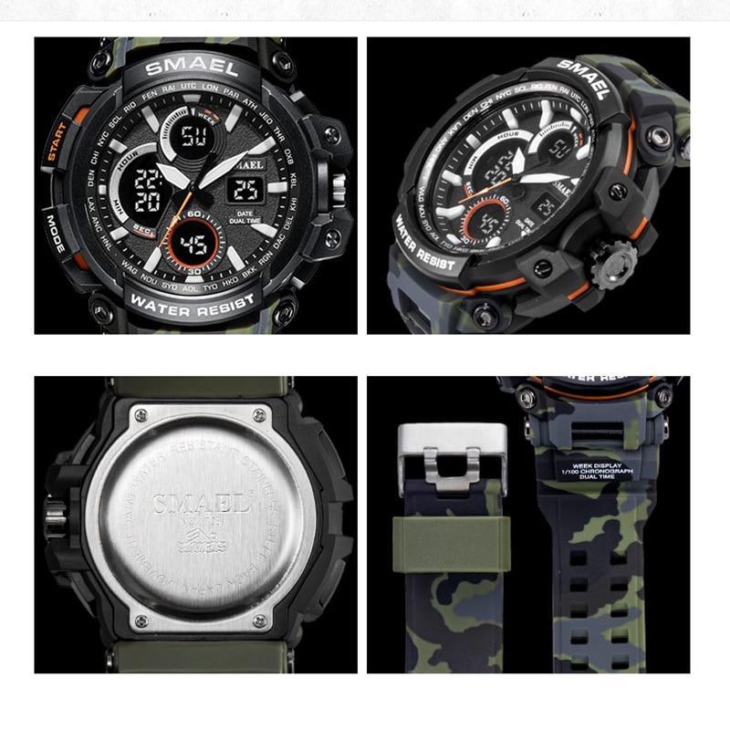 Army Green Sport Waterproof 50M Men Watches With LED Digital