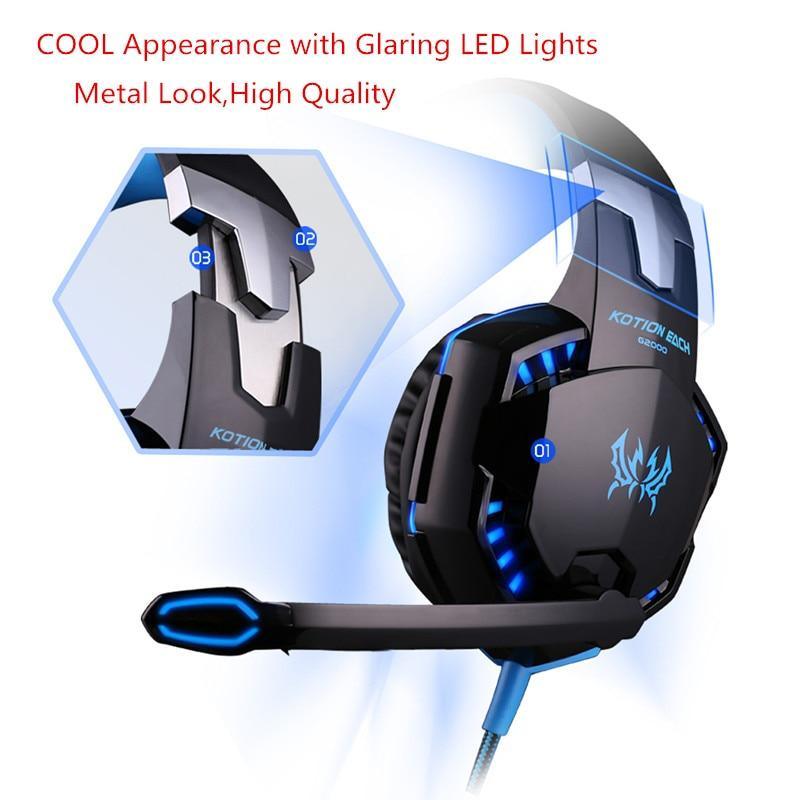 STEVVEX G2000 G9000 Gaming Headsets Big Headphones with Light Mic