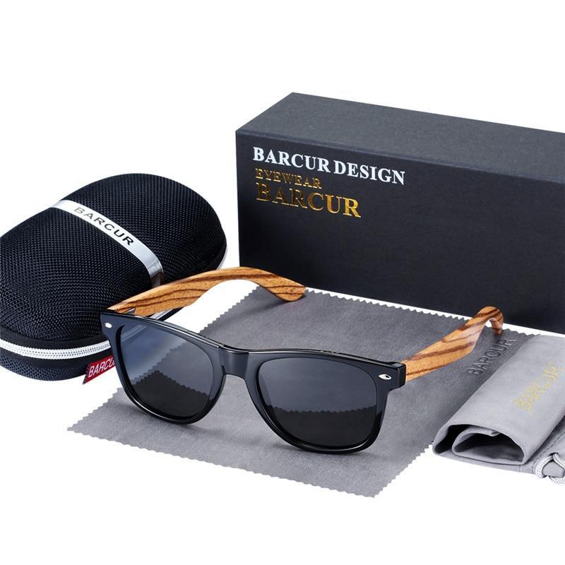 Natural Zebra Wood Sunglasses Polarizedwood Rectangle Mirror Lens